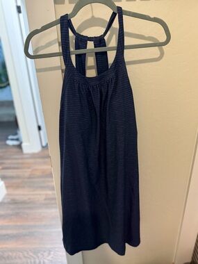 Prana Navy Blue Striped Midi Dress